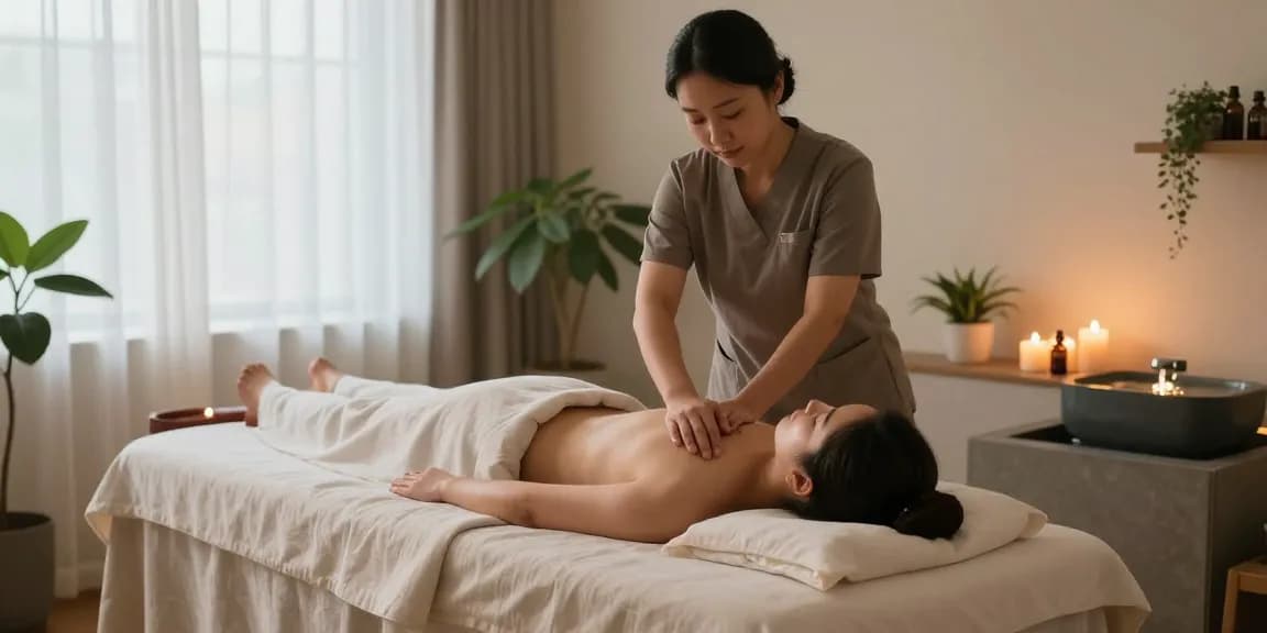 신림동출장마사지 therapy session with a serene atmosphere and calming elements.
