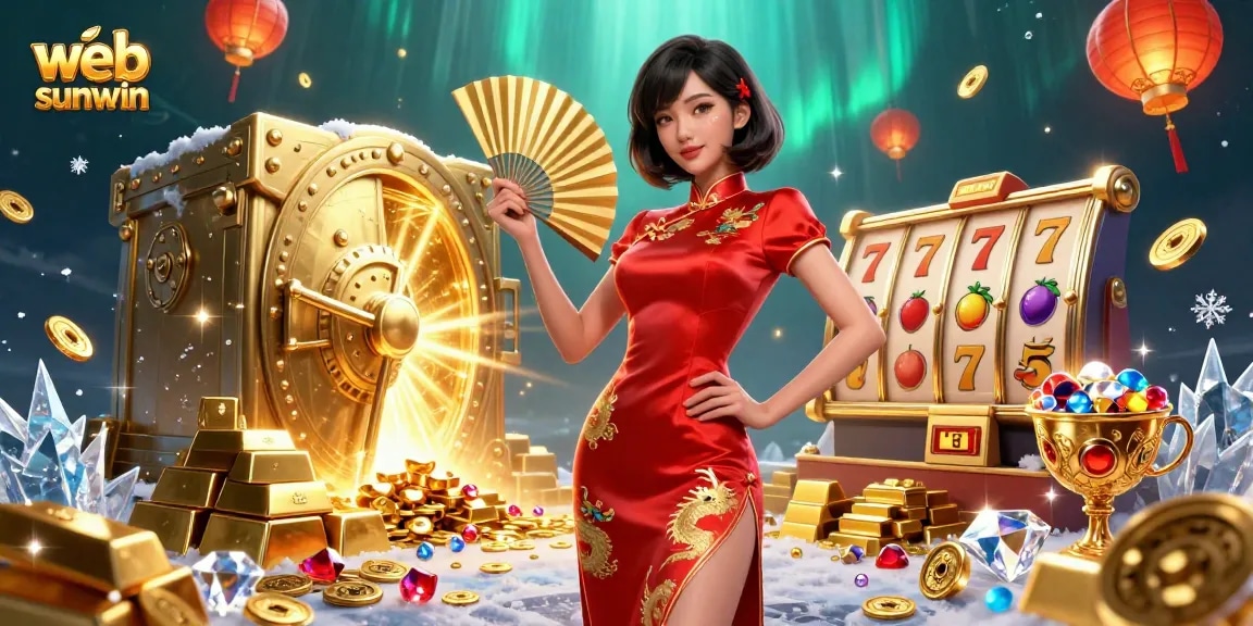 Experience web sunwin with a stunning 3D digital casino scene featuring thrilling slot elements.
