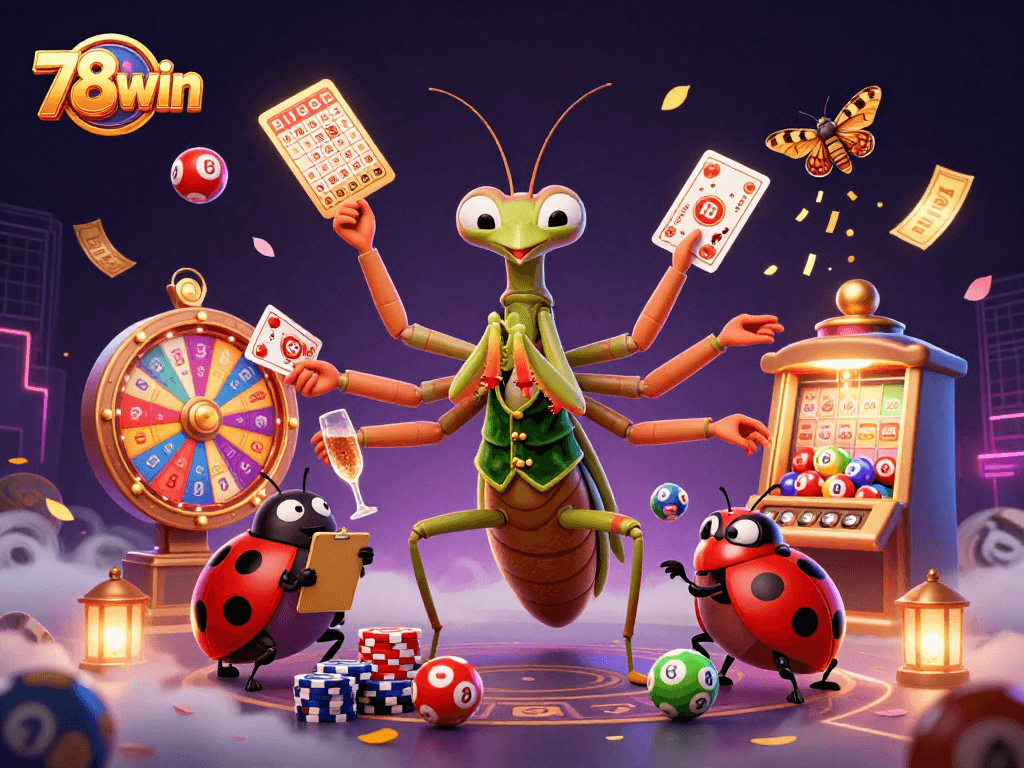 Engage in thrilling gaming with 78win's vibrant casino atmosphere featuring lively characters and dynamic gameplay.