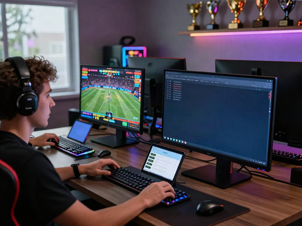 Intense online gaming scene showcasing a player using DA88 for betting and gaming