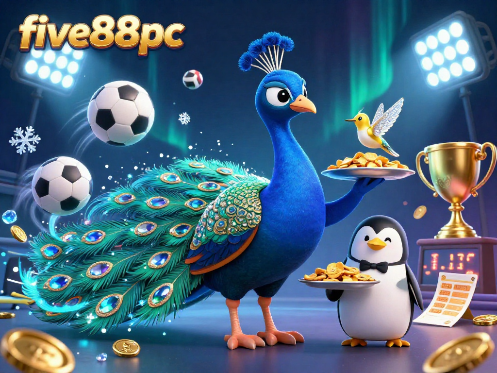 Experience excitement with five88pc as golden chips and sports balls vibrantly collide in a dynamic casino setting.