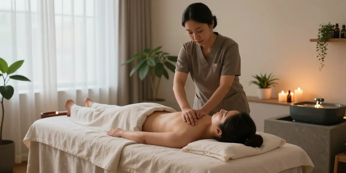 신림동출장마사지 therapy session with a serene atmosphere and calming elements.