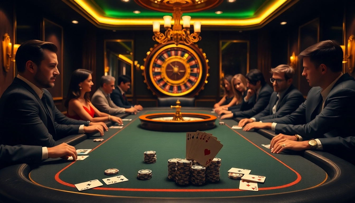 Captivating poker table scene illustrating 32 win with stylish chips and cards, evoking excitement.