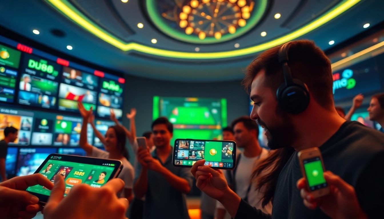 Vibrant online betting scene featuring DU88 app interface for exciting gaming experiences at https://du88.cx/.