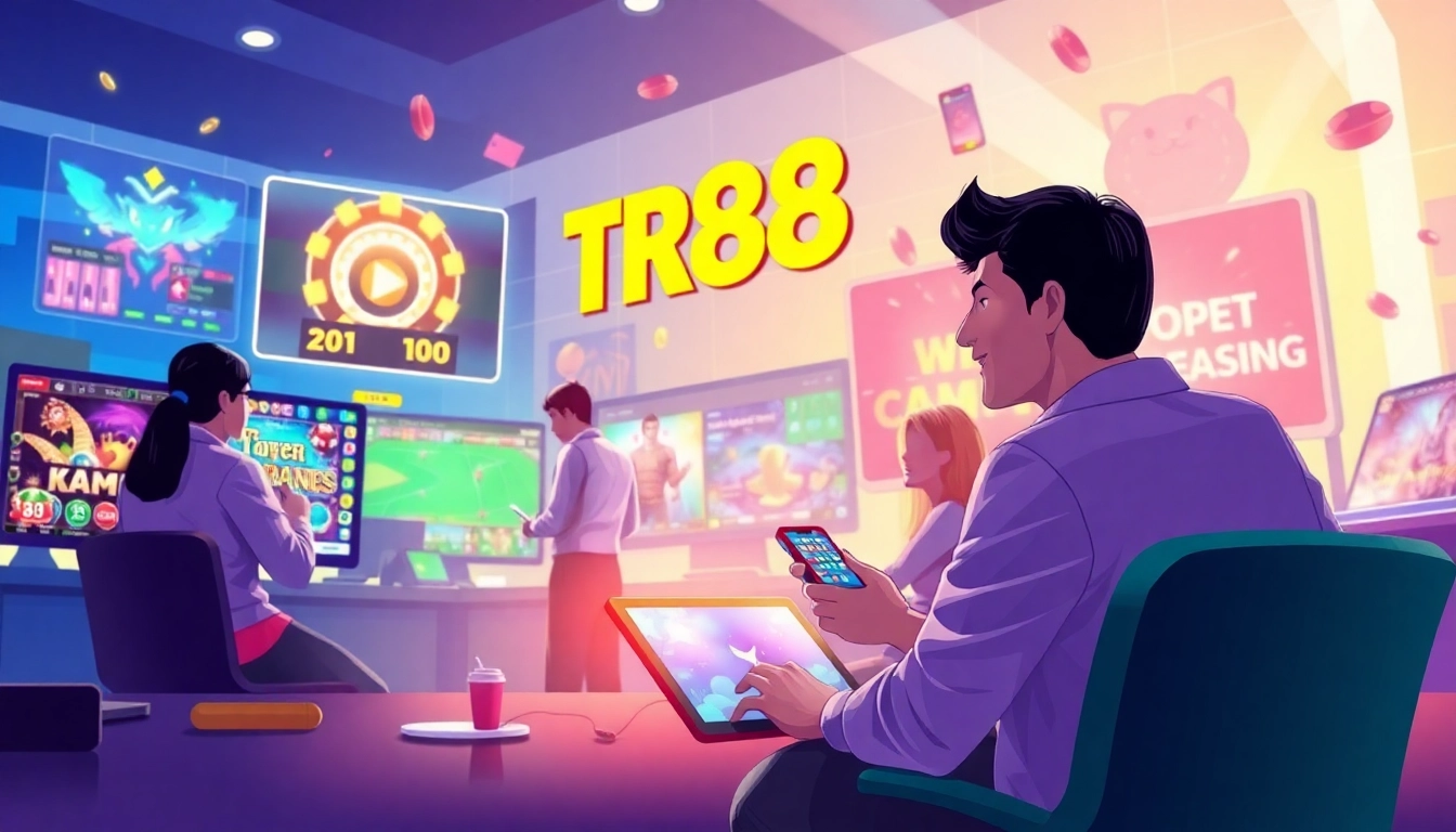 Engaging interface of TR88 highlighting diverse online gaming options and user experience.