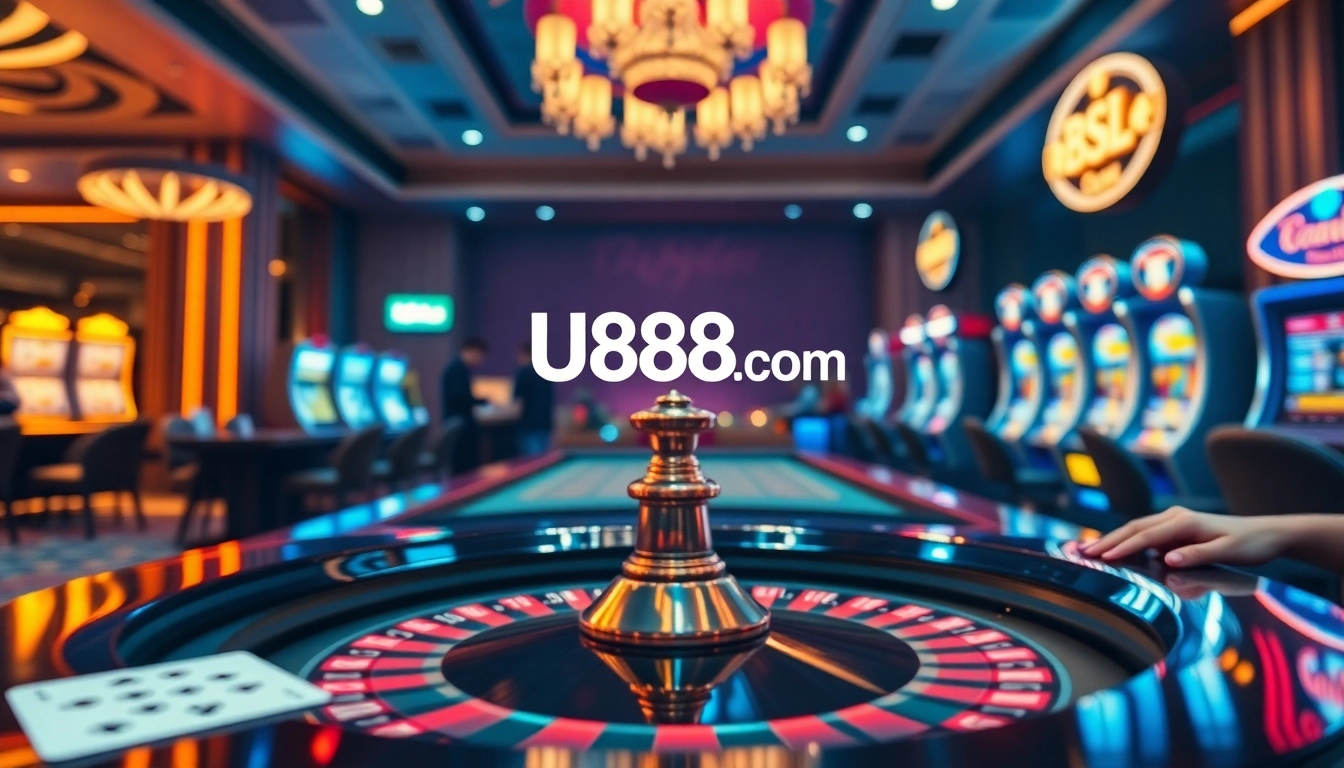 Exciting gaming action at U888 Com casino table with vibrant roulette and cards.