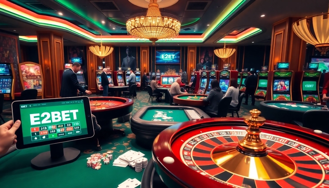 Experience the thrill of E2BET's professional gambling environment with casino tables, live games, and winning opportunities.