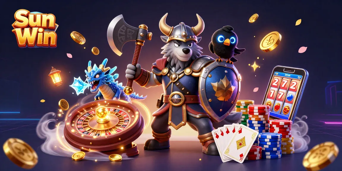 Engage in thrilling gameplay with Sun Win at this dynamic online casino illustration.