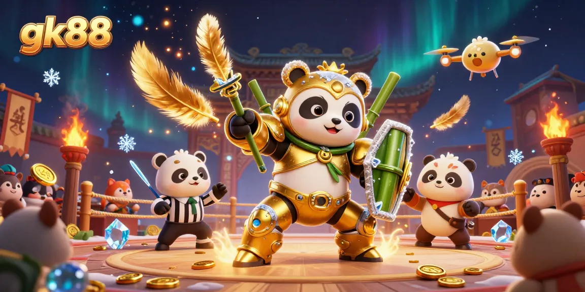 Engage in thrilling gameplay with gk88 at a vibrant online casino arena featuring action-packed scenes.