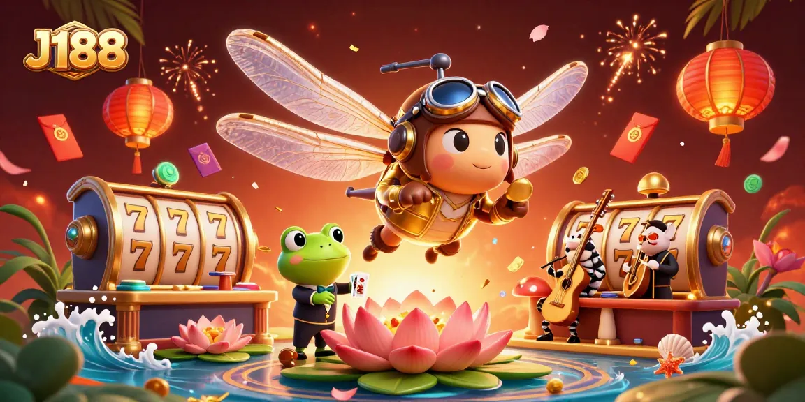 Engage with the exciting world of J188 through a vibrant casino scene with unique characters and dynamic elements.