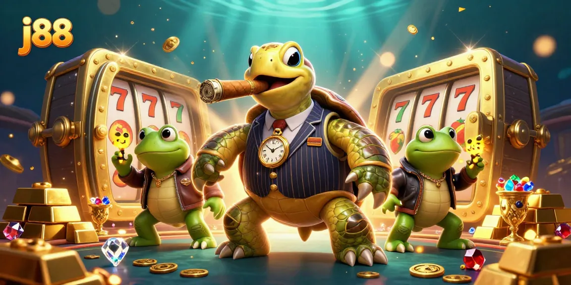 Bet on j88 in a vibrant underwater casino scene with a turtle mobster!
