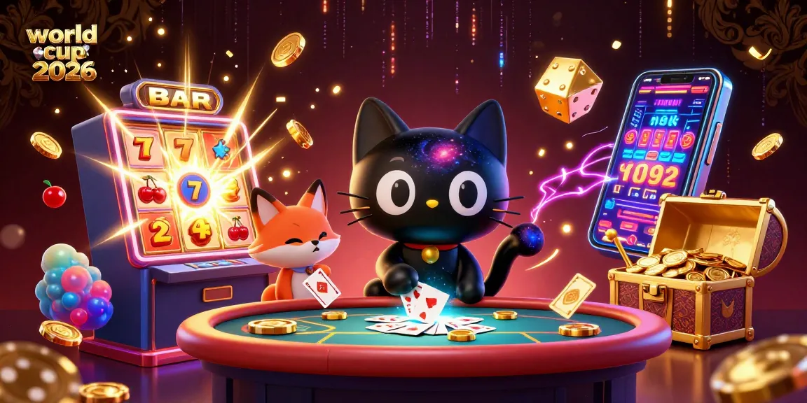 Win big during the world cup 2026 in this cosmic casino scene featuring a black hole cat!