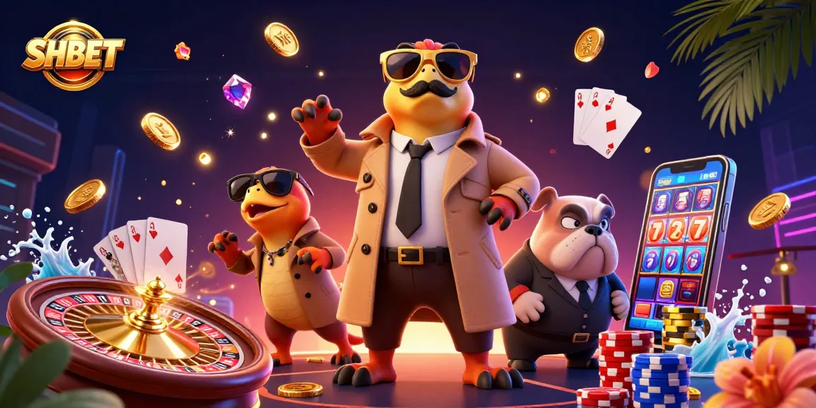 Experience excitement at SHBET casino with dynamic 3D raptors entering a VIP lounge amidst flying coins.